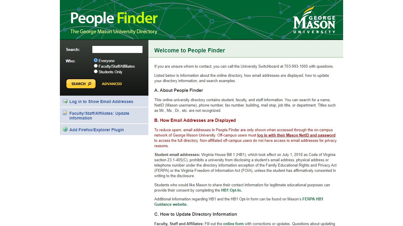 People Finder - George Mason University Directory